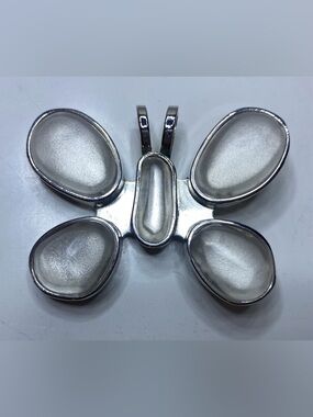 Signed Rebecca Collins Neiman Marcus 2000 Butterfly Pendant Clip Frosted Glass